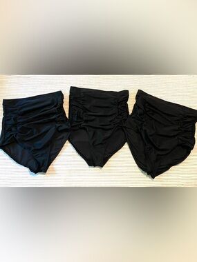 Shapermint High-Waist Black Swim Bottoms - Ruched Tummy Control